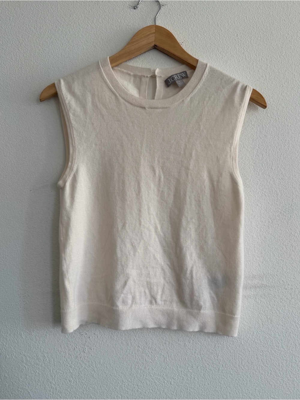 J.Crew Featherweight Cashmere-Blend Cropped Sweater Shell in Snow, Size Small